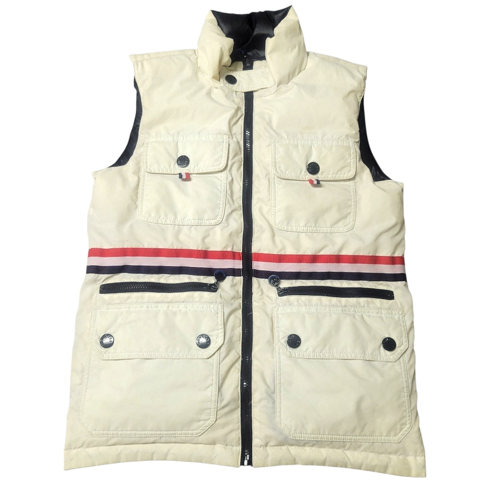 Moncler Tan and Black Vest with Red Stripe